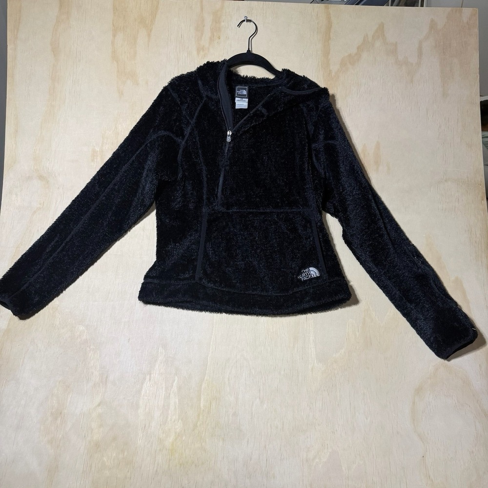 The North Face Womens Large Black High Pile Fleece 1/4 Zip Pullover Jacket